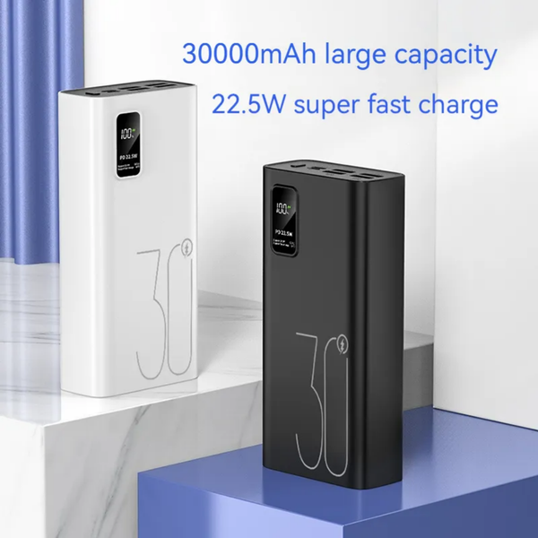 Powerbank 30000mAh  –  4 USB & Type-C | Snabbladdning