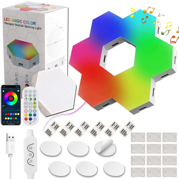 Smart RGB LED Hexagon Lights – Appstyrda Vägglampor med Musik & Spelsynk