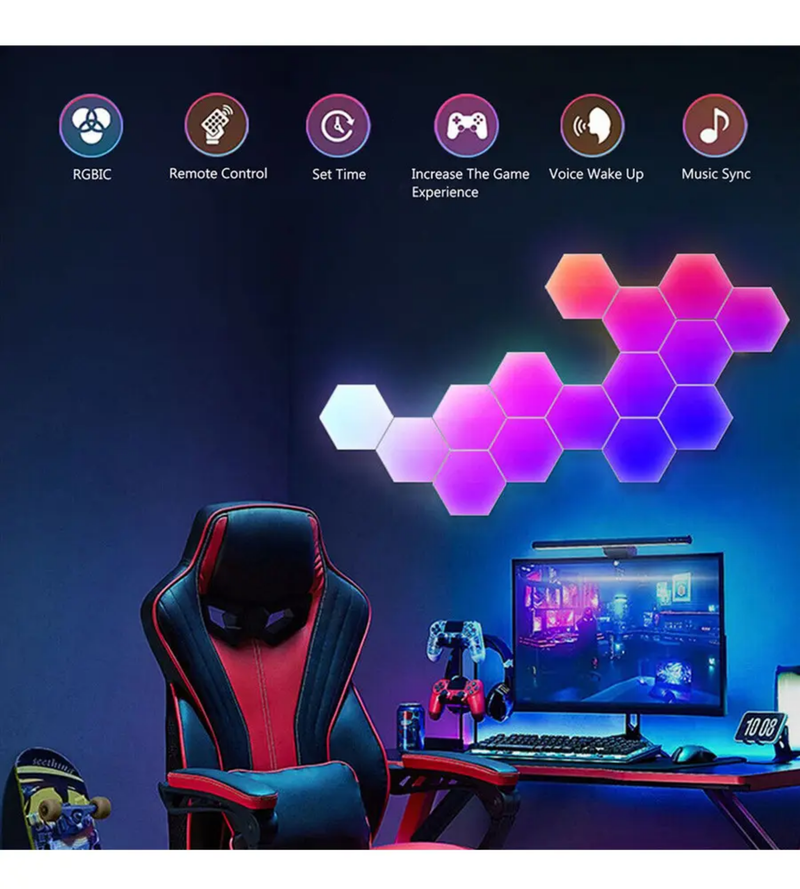 Smart RGB LED Hexagon Lights – Appstyrda Vägglampor med Musik & Spelsynk