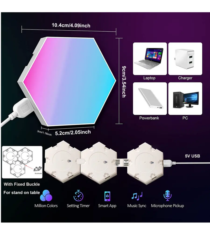 Smart RGB LED Hexagon Lights – Appstyrda Vägglampor med Musik & Spelsynk