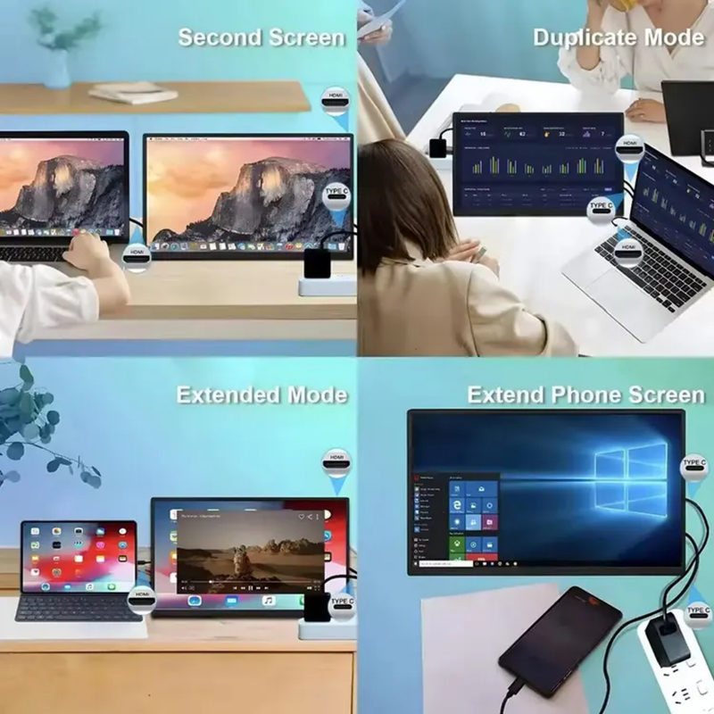 18,5" Portabel Touchskärm – HDMI/USB-C Display Extender för Laptop & Mobil