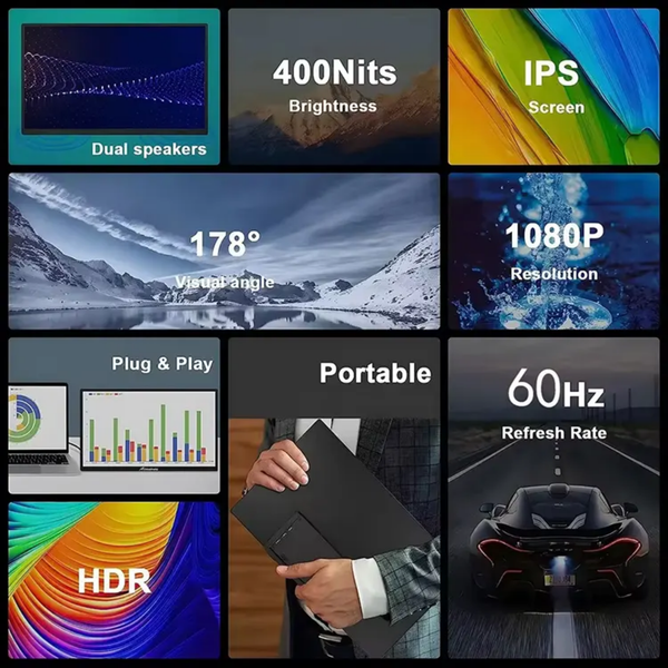 18,5" Portabel Touchskärm – HDMI/USB-C Display Extender för Laptop & Mobil